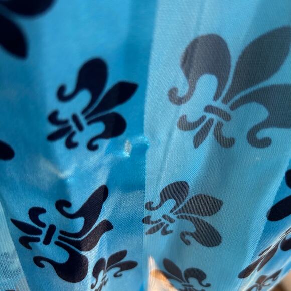 Scarf Lot of 2 Blue White Black fleur Del Lis Silk Feel New Orleans Saints - Picture 4 of 12